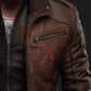  Brown Bomber Leather Jacket For Men