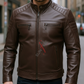Austin Dark Brown Cafe Racer Leather Jacket For Men (SF142)