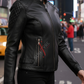 Alina Black Racer Leather Jacket For Women (SF112)