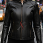 Alina Black Racer Leather Jacket For Women (SF112)
