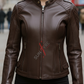 Alina Brown Racer Leather Jacket For Women (SF385)