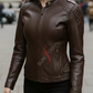 Alina Brown Racer Leather Jacket For Women (SF385)