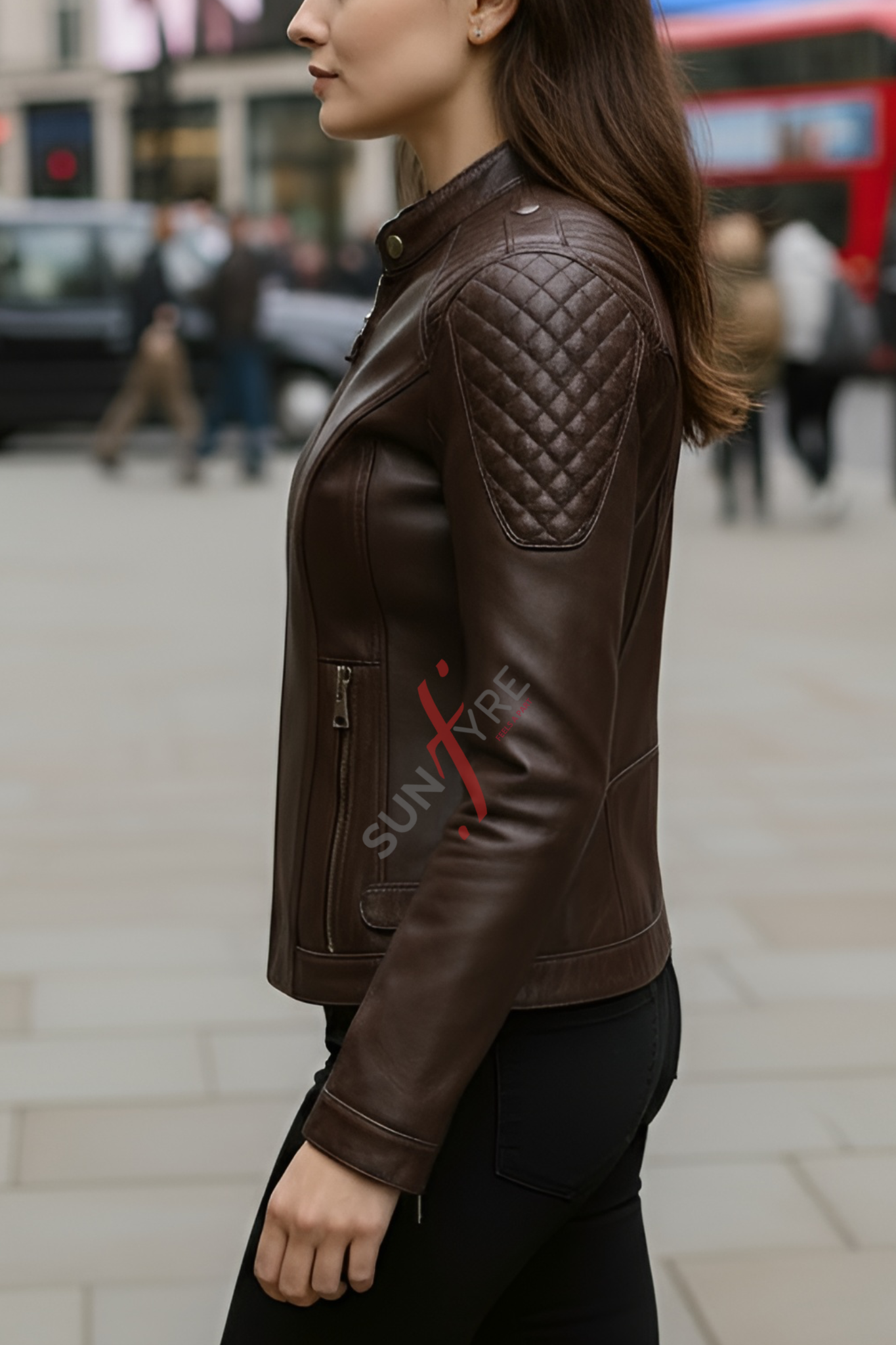 Alina Brown Racer Leather Jacket For Women (SF385)