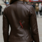 Alina Brown Racer Leather Jacket For Women (SF385)