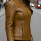 Alina Racer Cognac Leather Jacket For Women (SF099)