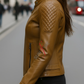 Alina Racer Cognac Leather Jacket For Women (SF099)