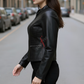 Anna Racer Black Leather Jacket For Women (SF386)