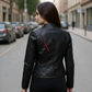 Anna Racer Black Leather Jacket For Women (SF386)