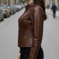 Anna Racer Brown Leather Jacket For Women (SF327)