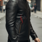 Aventis Black Classic Biker Leather Jacket For Men (SF527)