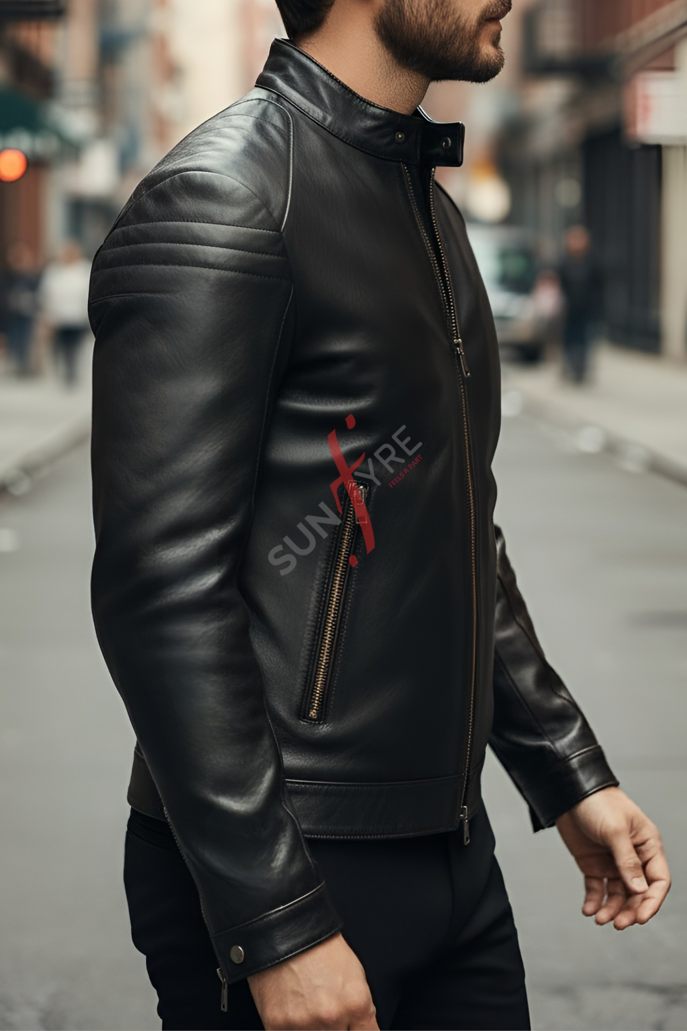 Aventis Black Classic Biker Leather Jacket For Men (SF527)