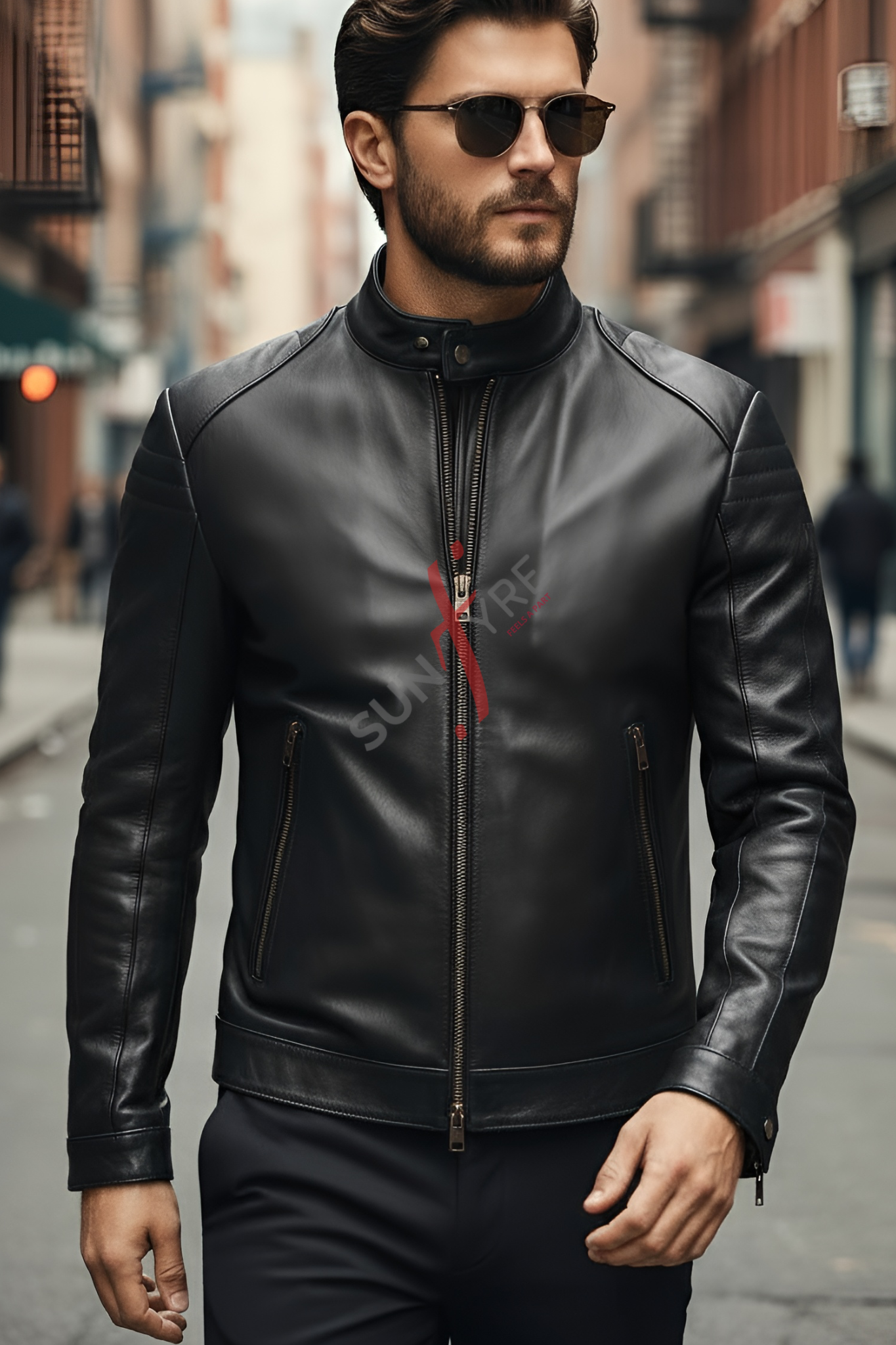Aventis Black Classic Biker Leather Jacket For Men (SF527)