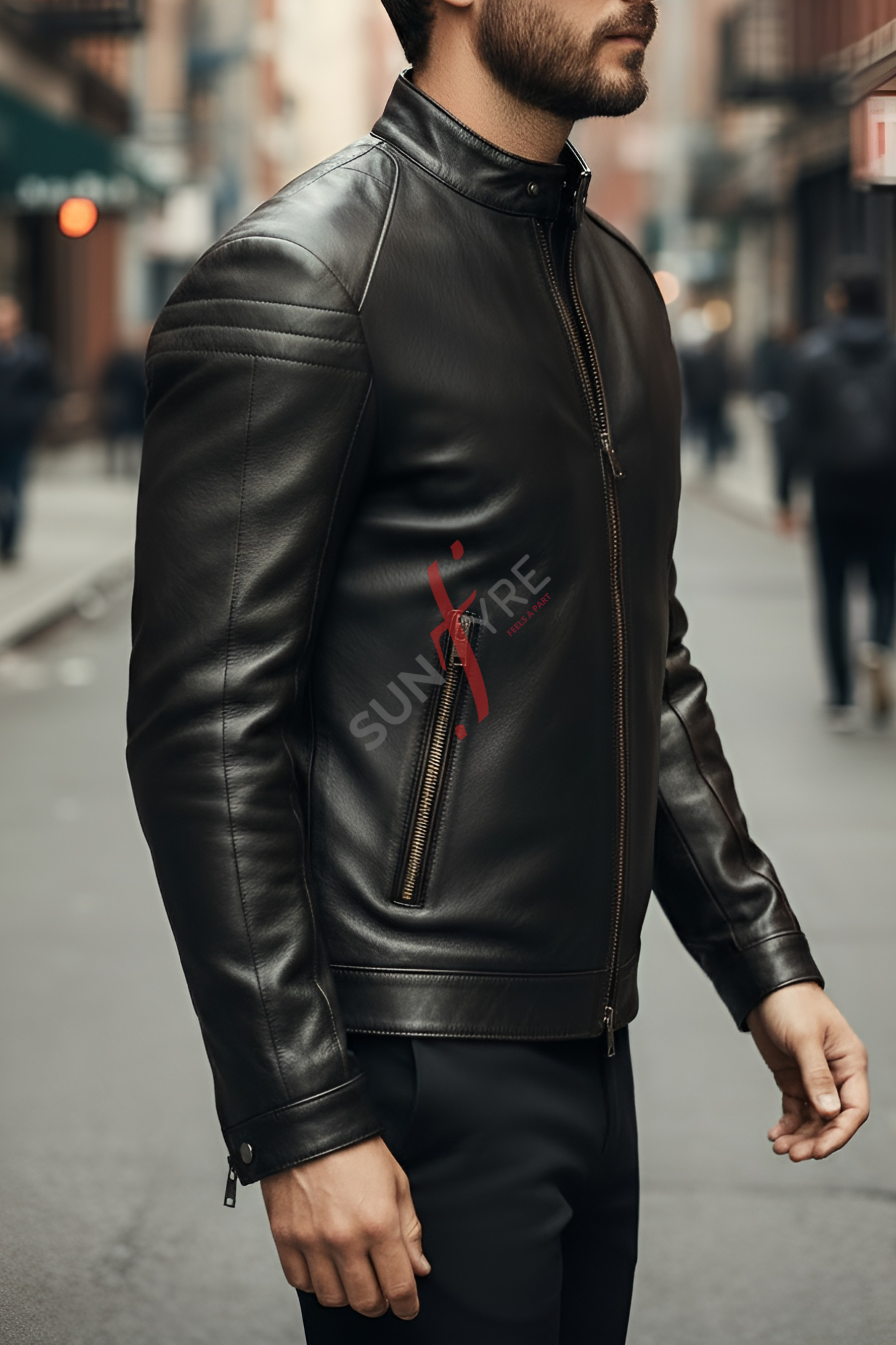 Aventis Black Classic Biker Leather Jacket For Men (SF527)