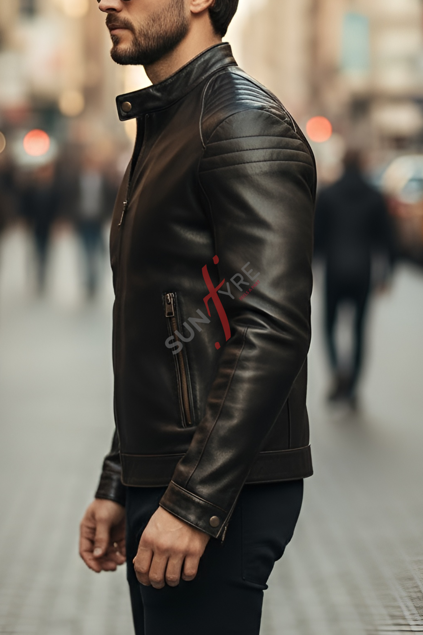 Aventis Black Classic Biker Leather Jacket For Men (SF527)