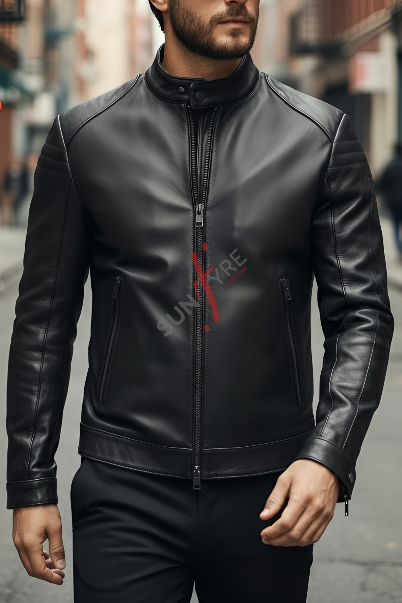 Aventis Black Classic Biker Leather Jacket For Men (SF527)