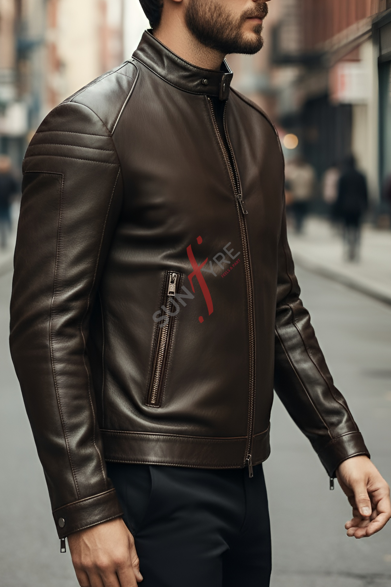 Aventis Brown Classic Biker Leather Jacket For Men (SF615)