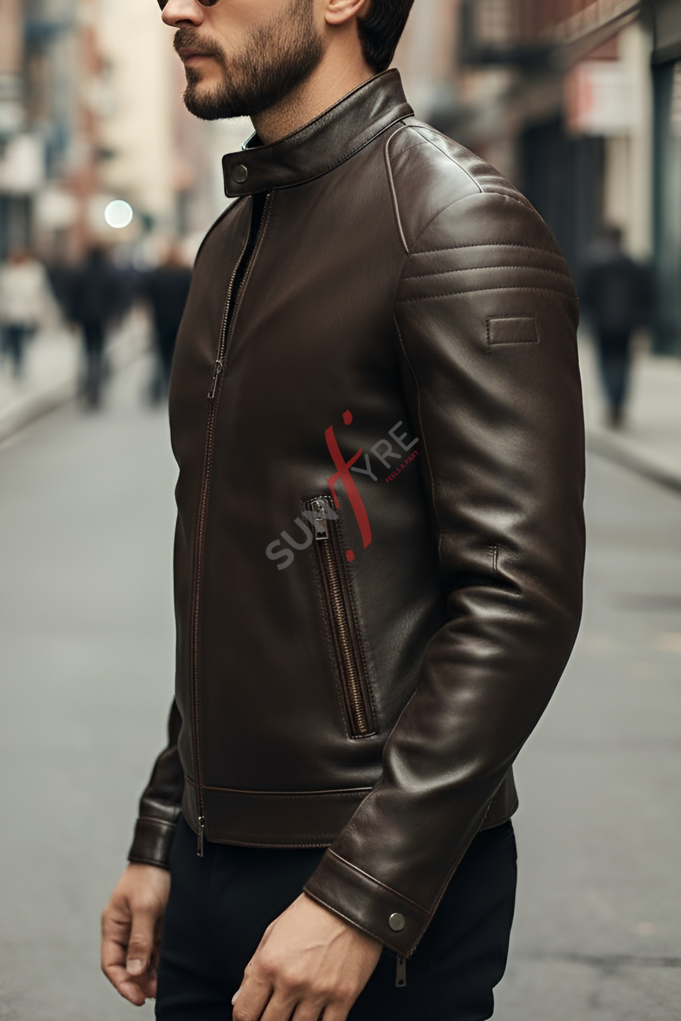 Aventis Brown Classic Biker Leather Jacket For Men (SF615)