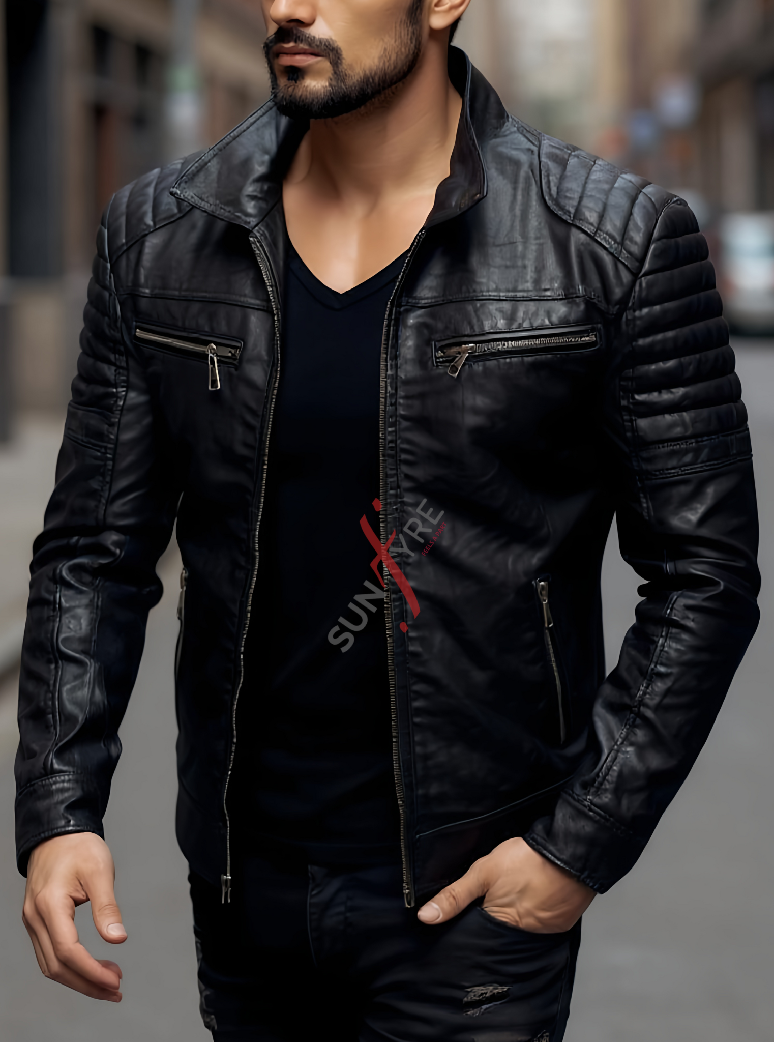 Cafe Racer Vintage style Brown Distressed Leather Jacket For Men (SF579)
