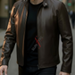 Leon Coffee Brown Racer Leather Jacket For Men (SF621)