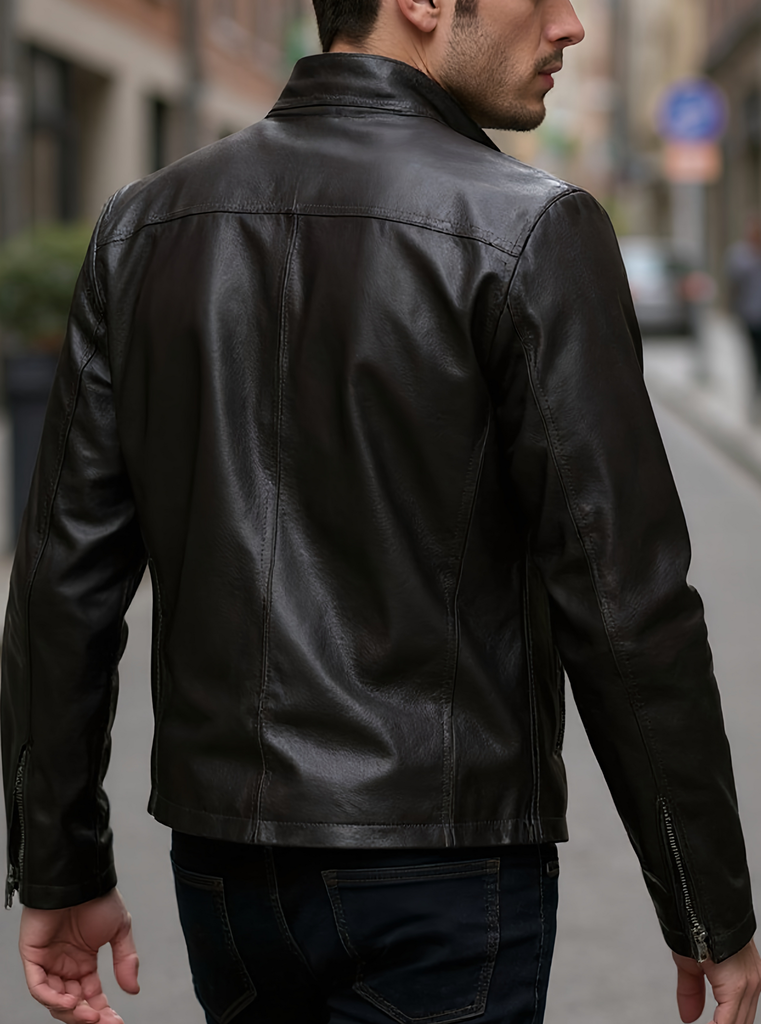 Viktor Black Racer Leather Jacket For Men (SF572)