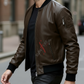 Daniel Coffee Brown Bomber Leather Jacket For Men (SF619)