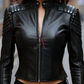Short Black Slim Fit Leather Jacket For Women Real Sheepskin