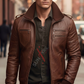 Brandon Chestnut Brown Bomber Leather Jacket For Men (SF524)