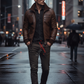 Brandon Chestnut Brown Bomber Leather Jacket For Men (SF524)