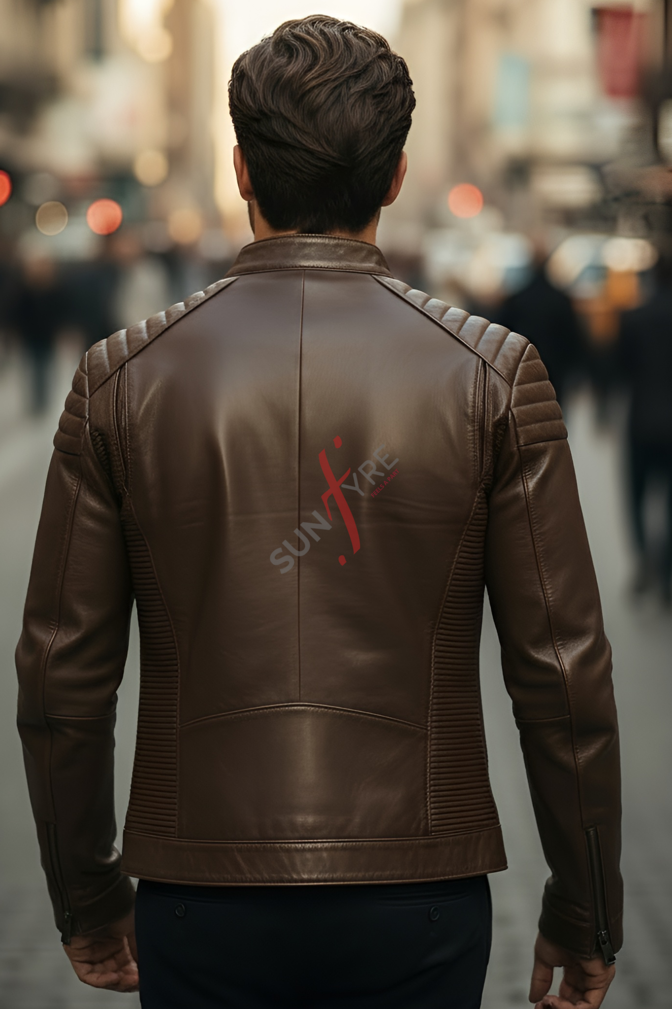 Endro Racer Brown Leather Jacket For Men (SF559)