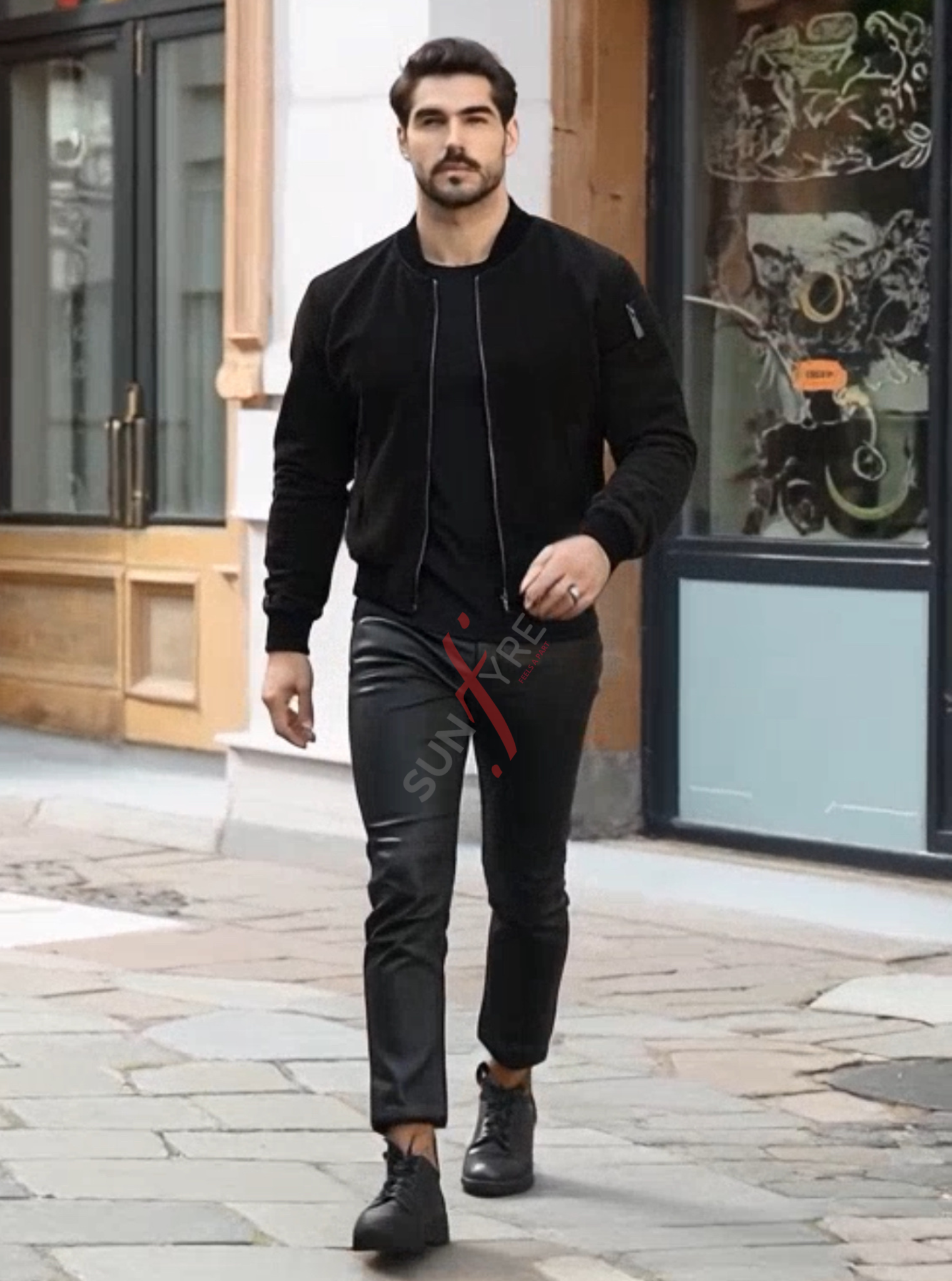 Daniel Nubuk Black Bomber Leather Jacket For Men (SF620)