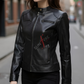 Racer Black Leather Jacket For Women (SF106)