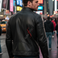 Austin Black Cafe Racer Leather Jacket For Men (SF118)