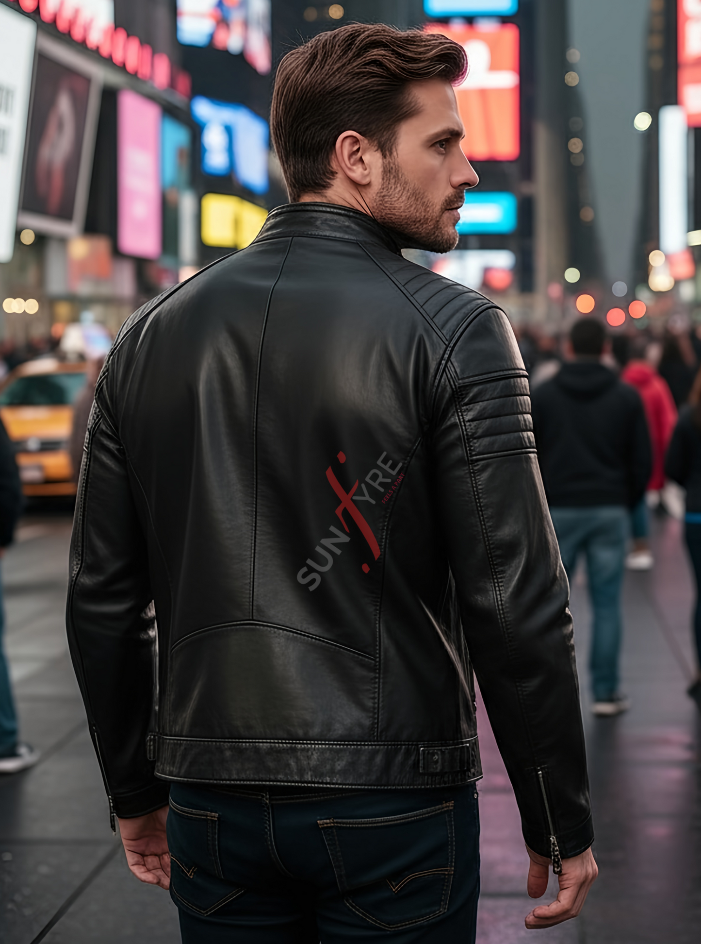 Austin Black Cafe Racer Leather Jacket For Men (SF118)