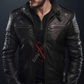 Real Lambskin Black Motorcycle Leather Jacket For Men