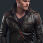 Original Sheepskin Black Two Tone Bomber Leather Jacket For Men