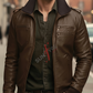 Brandon Coffee Brown Bomber Leather Jacket For Men (SF603)