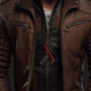 Real Sheepskin Brown Bomber Leather Jacket