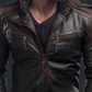 Black two tone leather jacket 