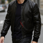 Daniel Matte Black Bomber Leather Jacket For Men (SF526)