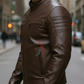 Austin Dark Brown Cafe Racer Leather Jacket For Men (SF142)