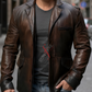 Distressed Dark Brown Leather Blazer For Men Real Sheepskin