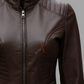Quilted Brown Leather Jacket For Women Original Sheepskin 