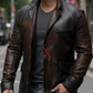 Distressed Dark Brown Leather Blazer For Men Real Sheepskin (SF533)
