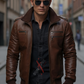 Chestnut Brown Bomber Leather Jacket For Men (SF524)