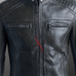 Austin Sheepskin Black Cafe Racer Leather Jacket 