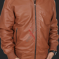 Original Lambskin Cognac Bomber Leather Jacket For Men