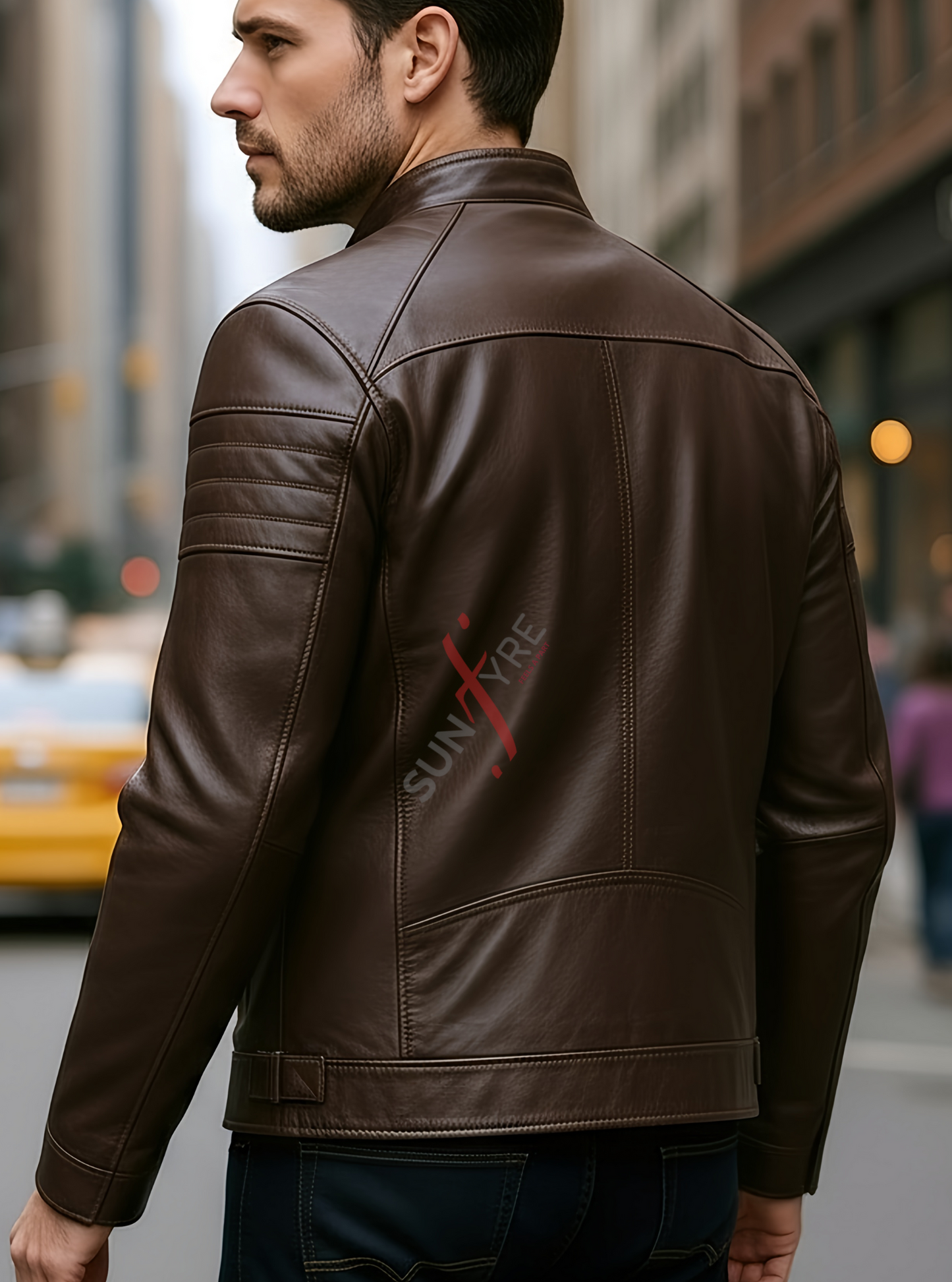 Austin Dark Brown Cafe Racer Leather Jacket For Men (SF142)