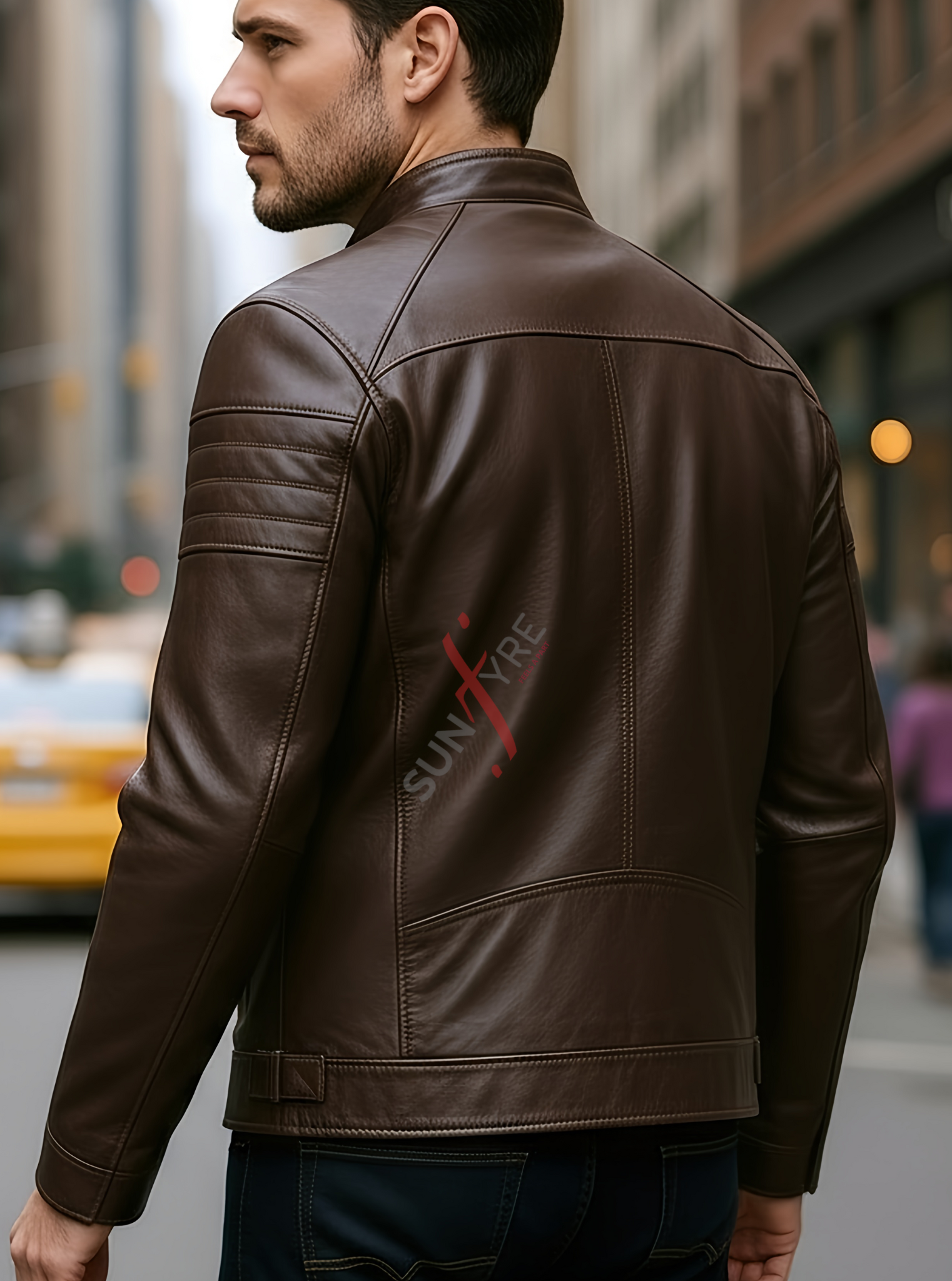 Austin Dark Brown Cafe Racer Leather Jacket For Men (SF142)