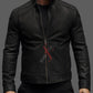 Real Sheepskin Black Biker Leather Jacket For Men