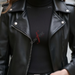 Asymmetrical Black Sheepskin Leather Jacket For Women